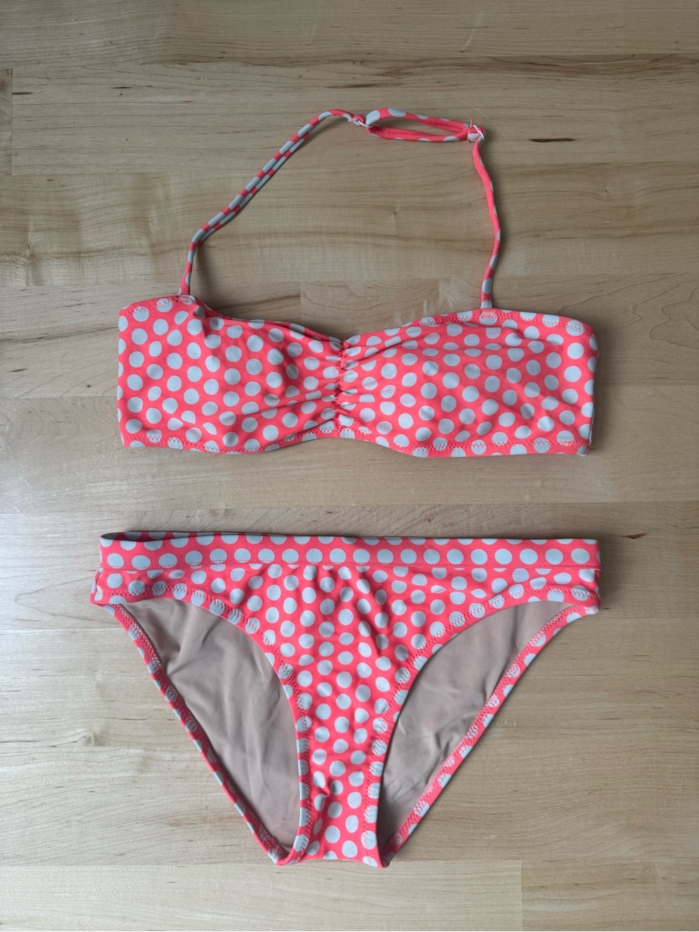 Crewcuts Coral and White Polka Dot Two-Piece Swim Set